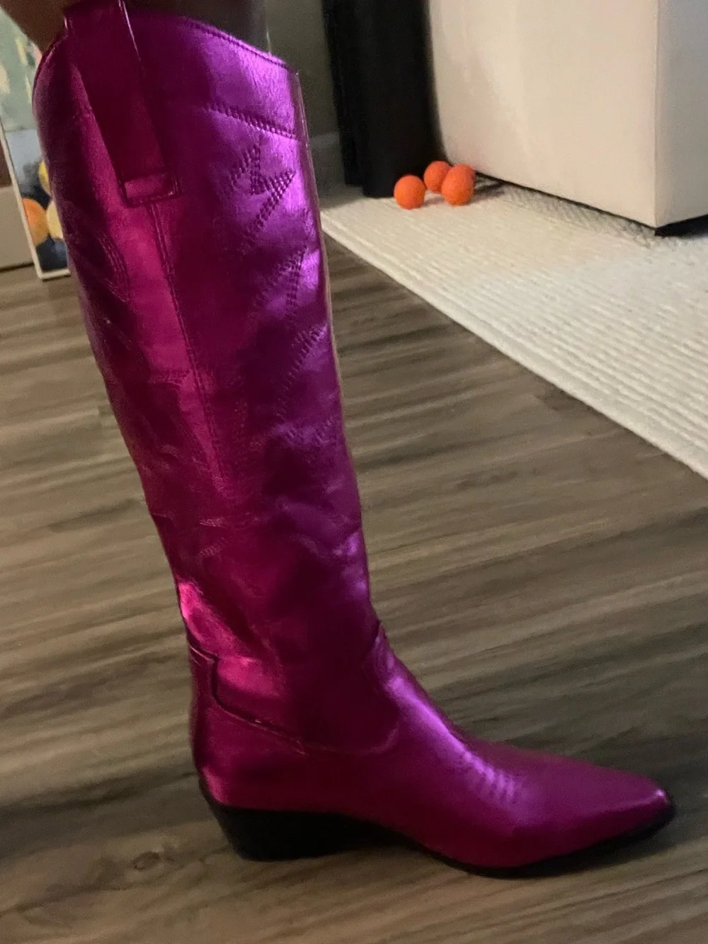Pink metallic cowboy boots